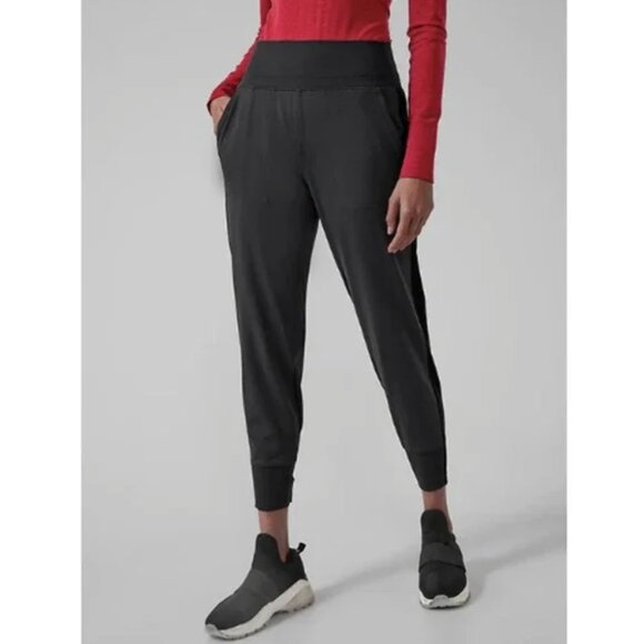 ATHLETA Venice Velvet Stripe Jogger Pants in Black, size L - Picture 4 of 11